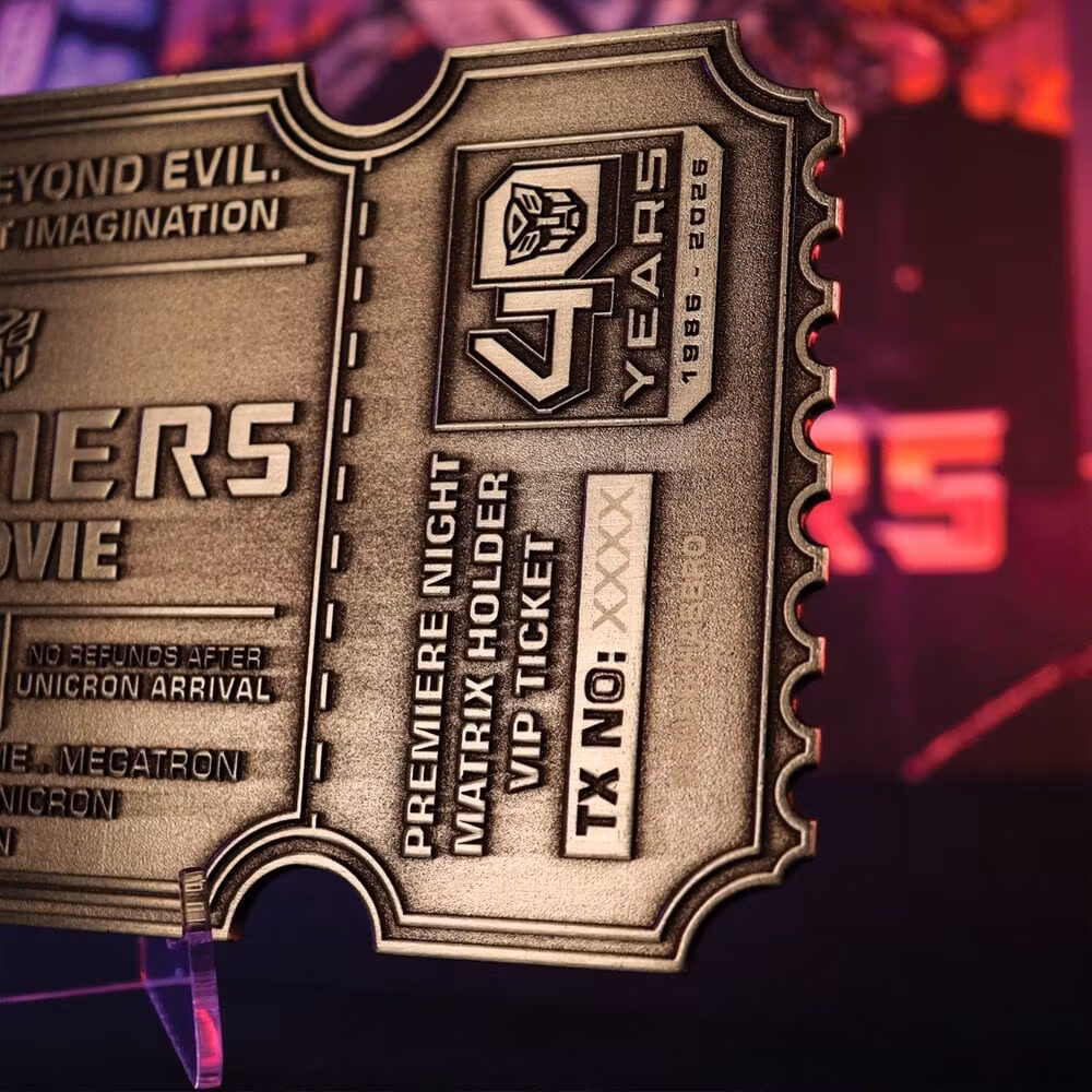 Transformers: The Movie 40th Anniversary Limited Edition Commemorative Ticket Metal Replica