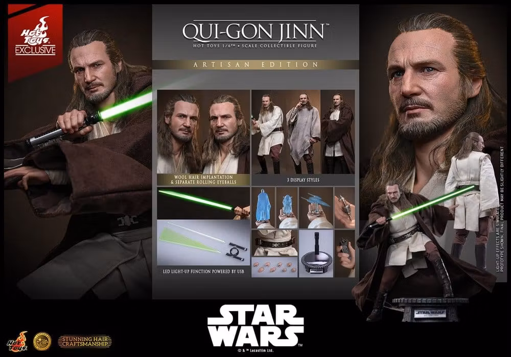 Star Wars: The Phantom Menace Movie Masterpiece Qui-Gon Jinn (Artisan Edition) (Hot Toys Exclusive) 1/6 Action Figure