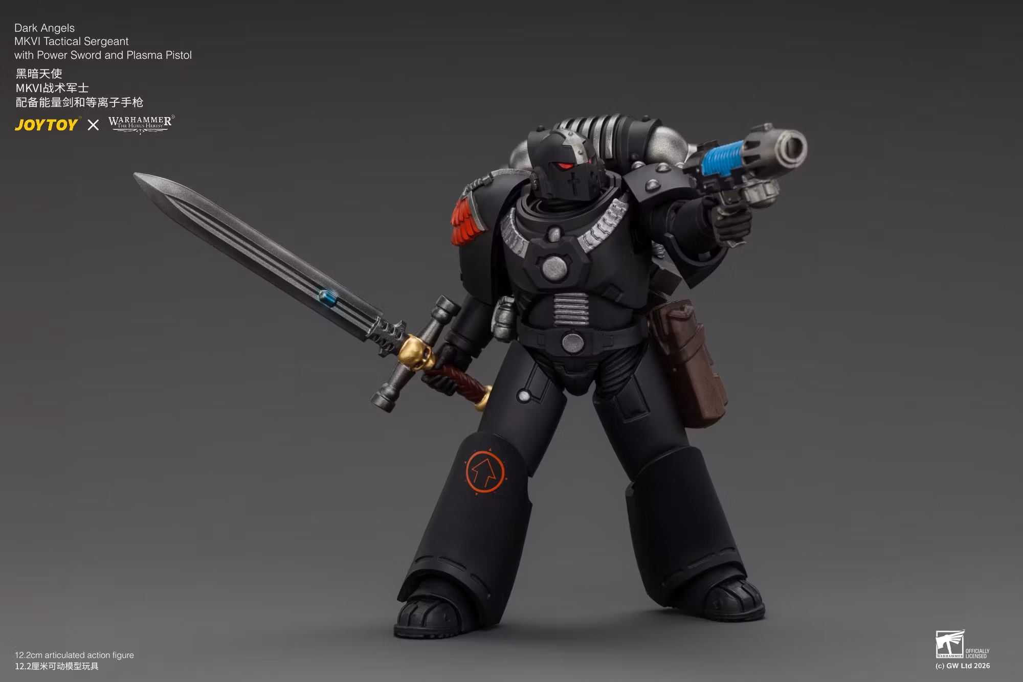 Warhammer: The Horus Heresy Dark Angels MKVI Tactical Sergeant with Power Sword and Plasma Pistol 1/18 Scale Action Figure