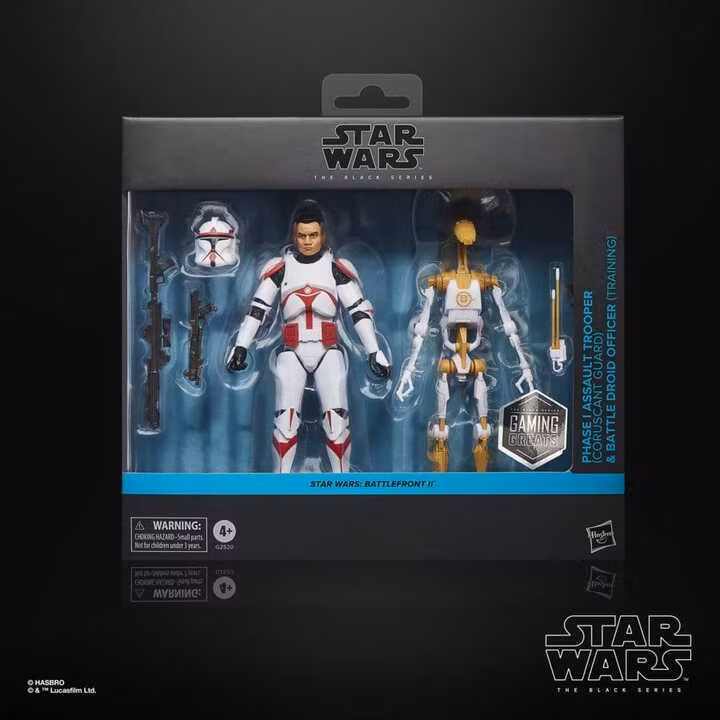 Star Wars: Battlefront II Black Series Phase I Assault Trooper & Battle Droid Officer Action Figure Two-Pack
