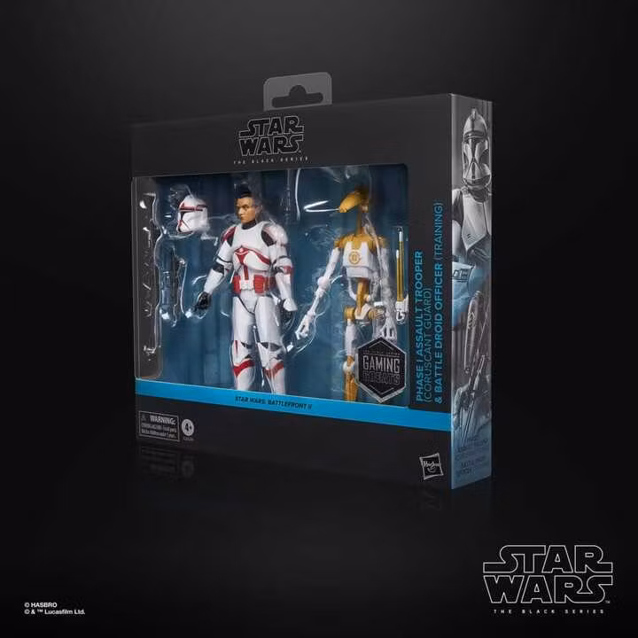 Star Wars: Battlefront II Black Series Phase I Assault Trooper & Battle Droid Officer Action Figure Two-Pack