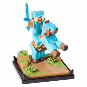 Minecraft Diorama Diamond Armor Steve and Horse Figure
