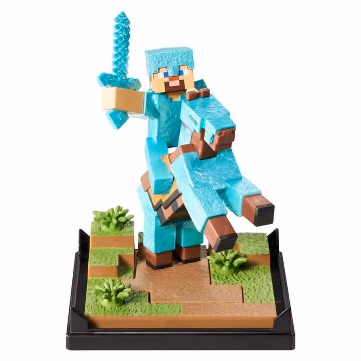 Minecraft Diorama Diamond Armor Steve and Horse Figure