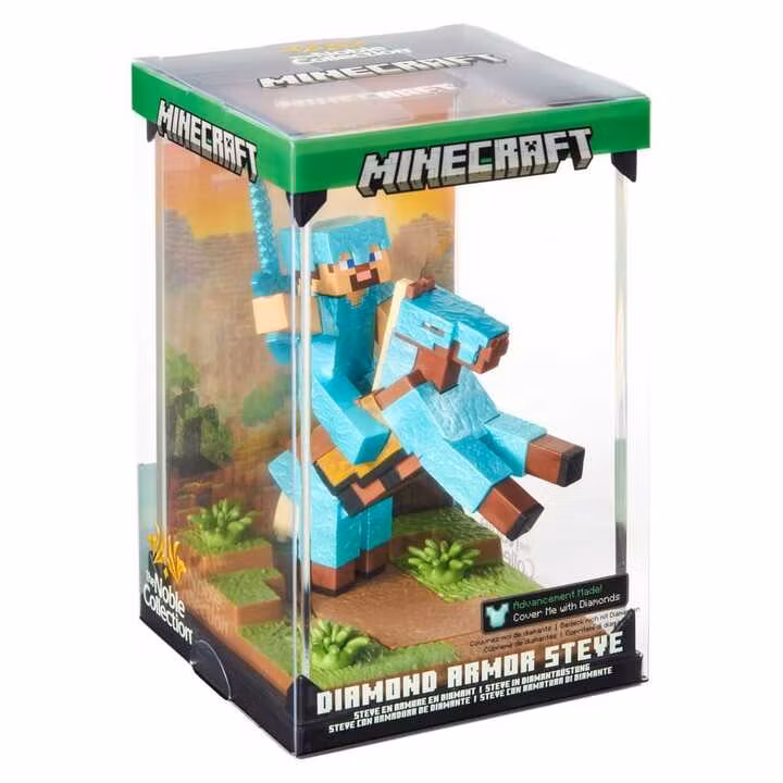 Minecraft Diorama Diamond Armor Steve and Horse Figure