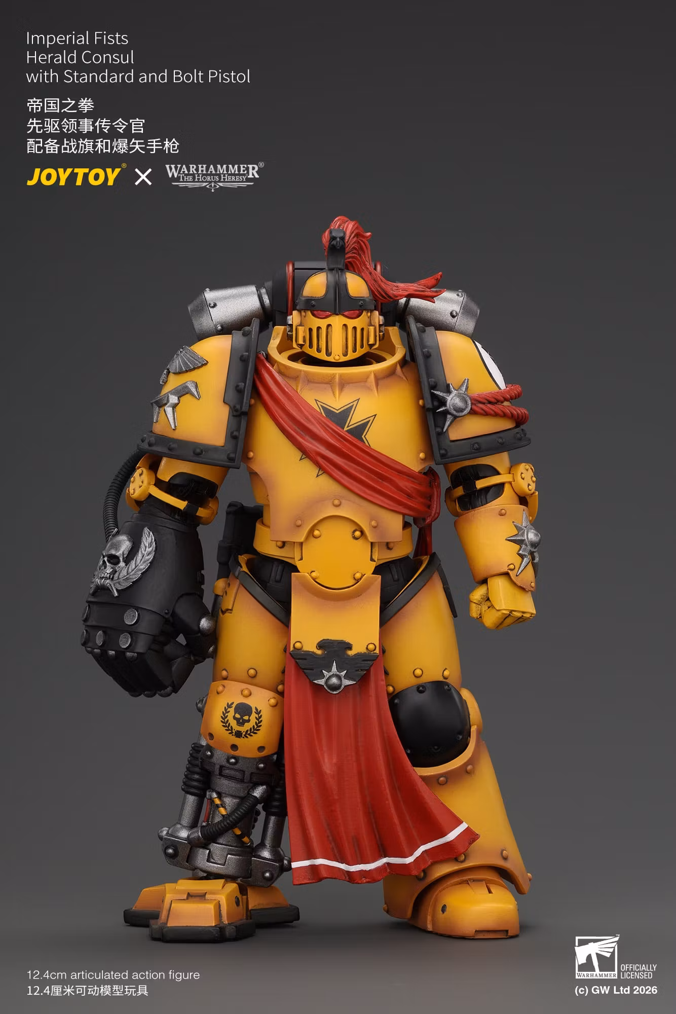Warhammer: The Horus Heresy Imperial Fists Herald Consul with Standard and Bolt Pistol 1/18 Scale Action Figure