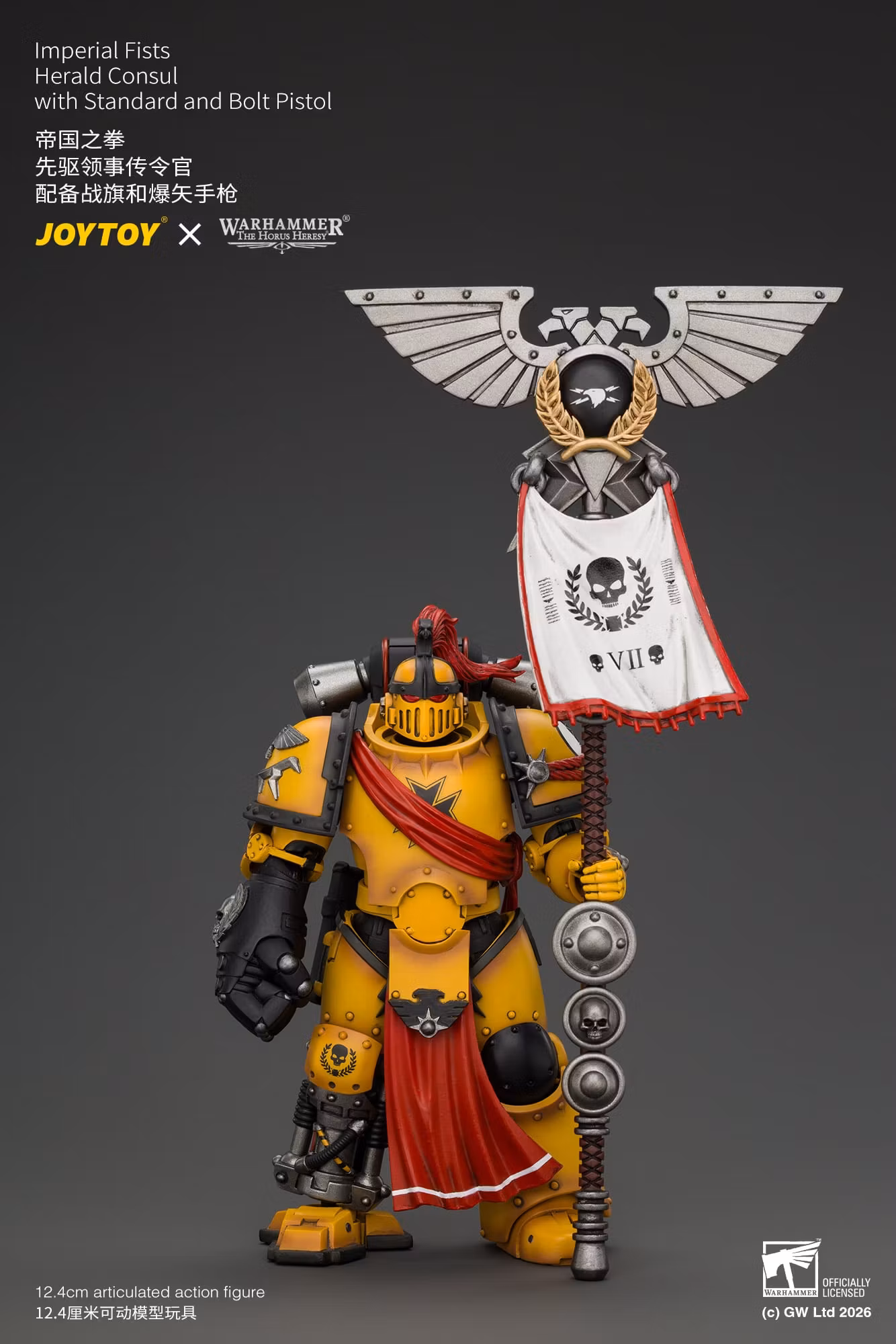 Warhammer: The Horus Heresy Imperial Fists Herald Consul with Standard and Bolt Pistol 1/18 Scale Action Figure