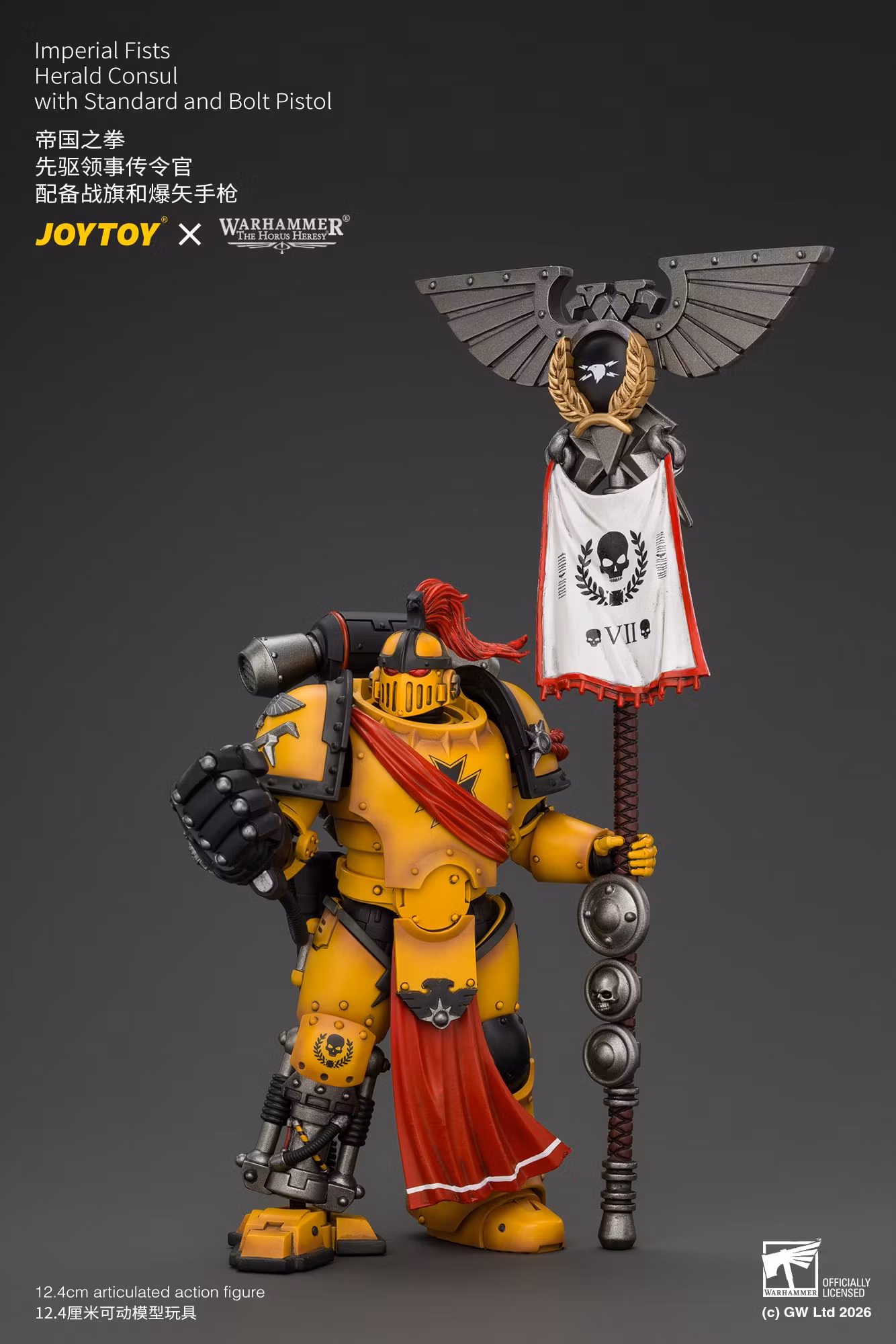 Warhammer: The Horus Heresy Imperial Fists Herald Consul with Standard and Bolt Pistol 1/18 Scale Action Figure