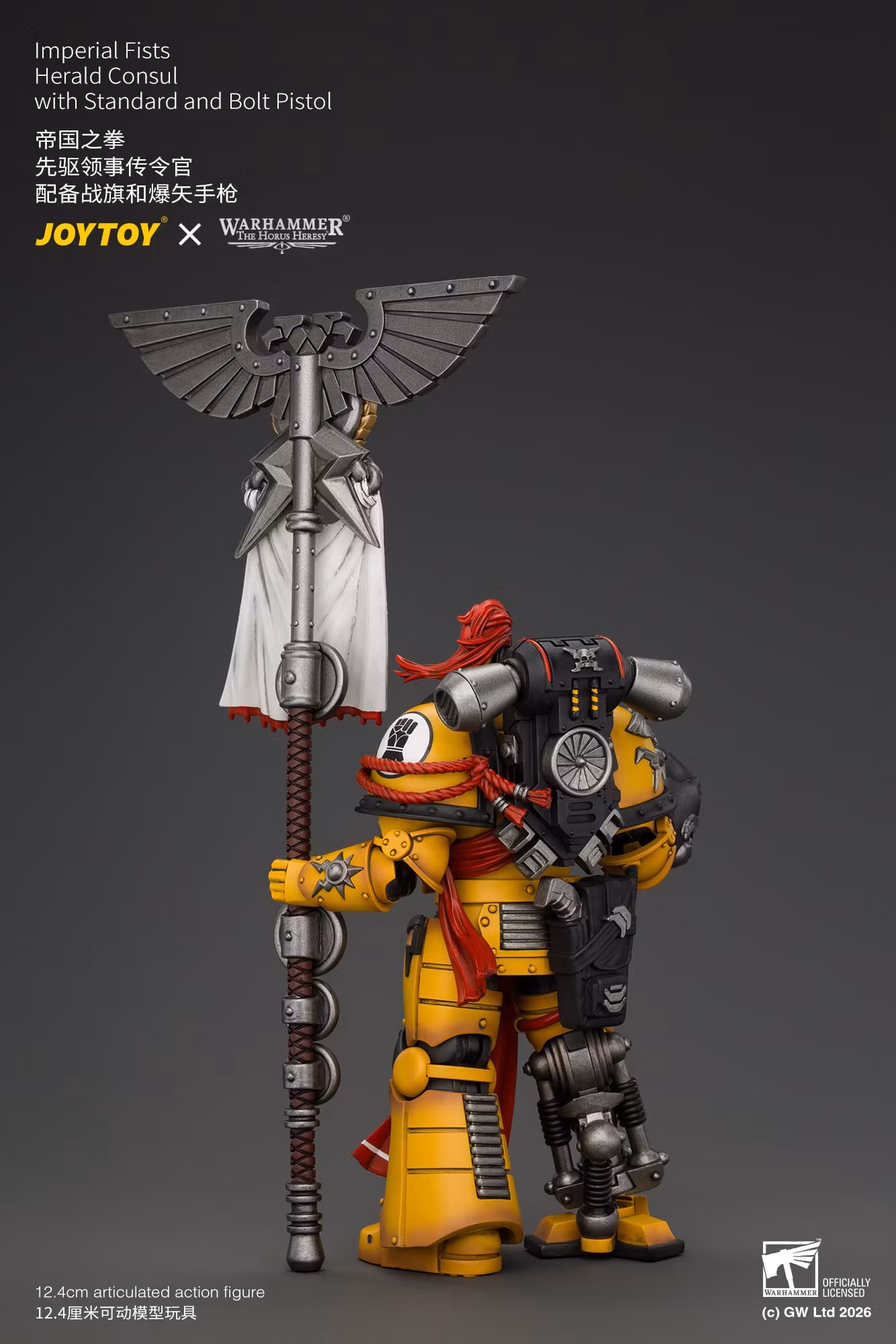 Warhammer: The Horus Heresy Imperial Fists Herald Consul with Standard and Bolt Pistol 1/18 Scale Action Figure