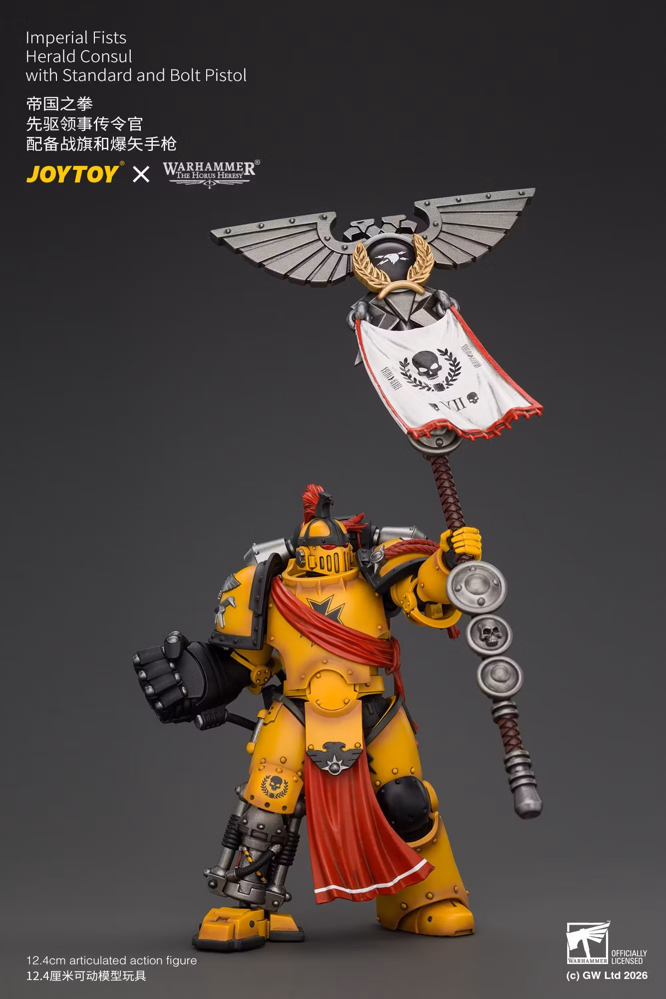 Warhammer: The Horus Heresy Imperial Fists Herald Consul with Standard and Bolt Pistol 1/18 Scale Action Figure