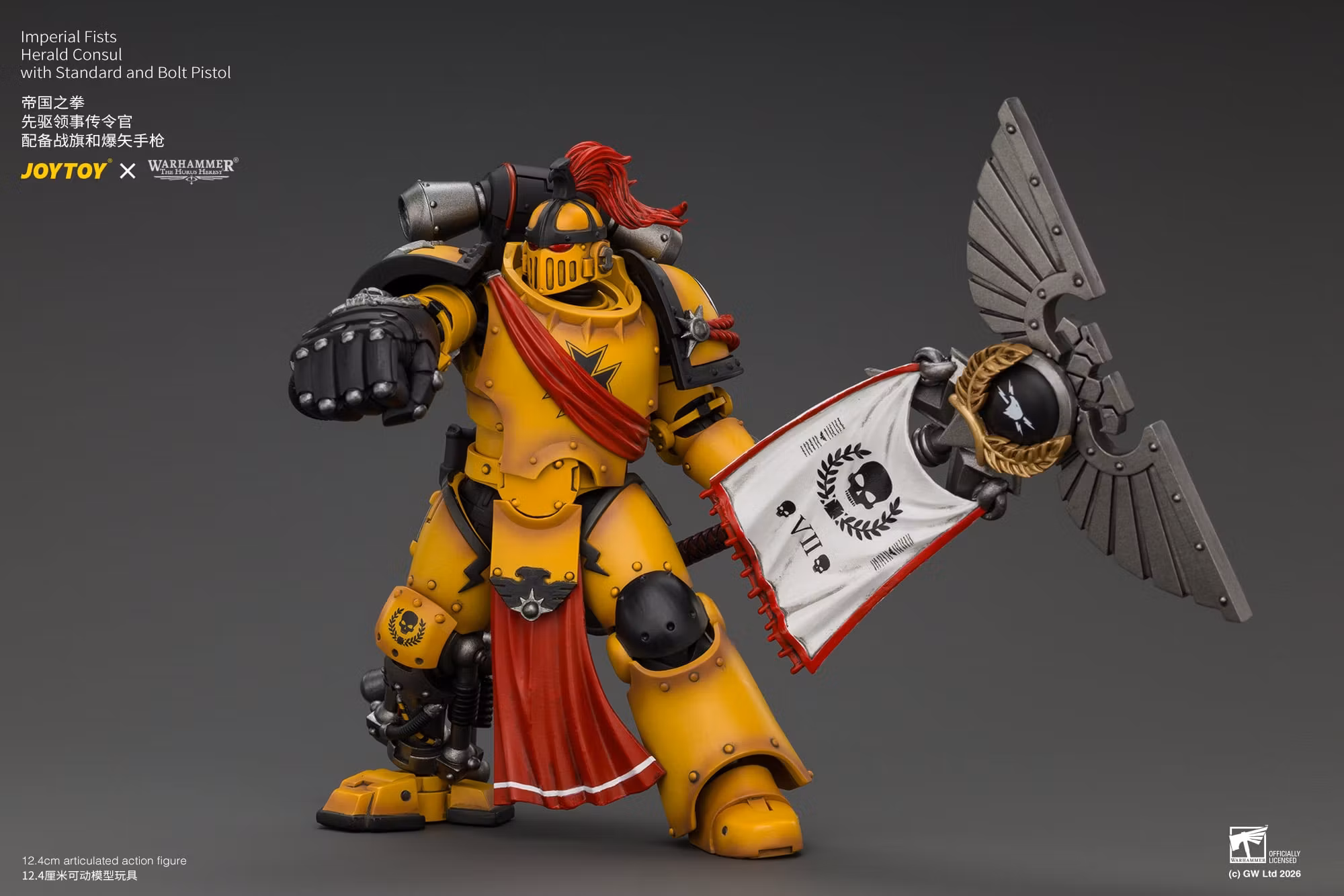 Warhammer: The Horus Heresy Imperial Fists Herald Consul with Standard and Bolt Pistol 1/18 Scale Action Figure
