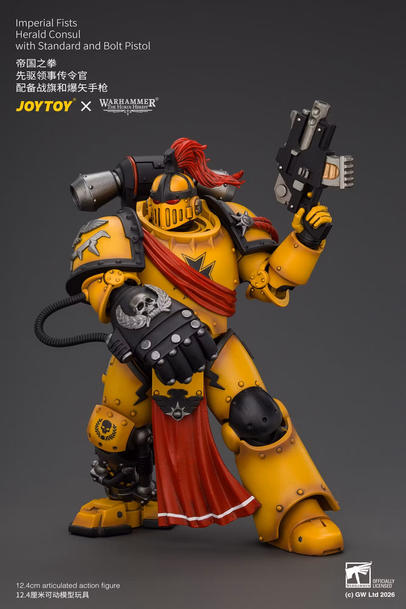 Warhammer: The Horus Heresy Imperial Fists Herald Consul with Standard and Bolt Pistol 1/18 Scale Action Figure