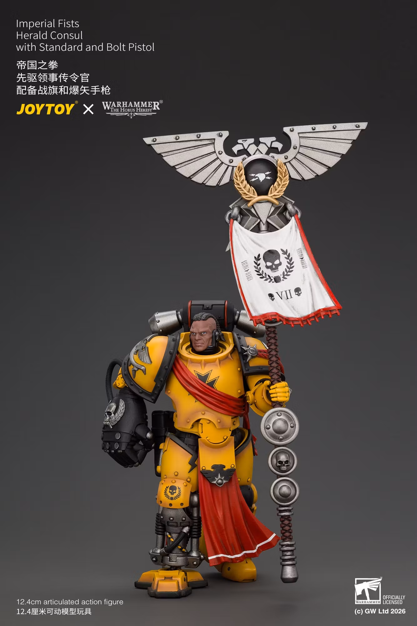 Warhammer: The Horus Heresy Imperial Fists Herald Consul with Standard and Bolt Pistol 1/18 Scale Action Figure