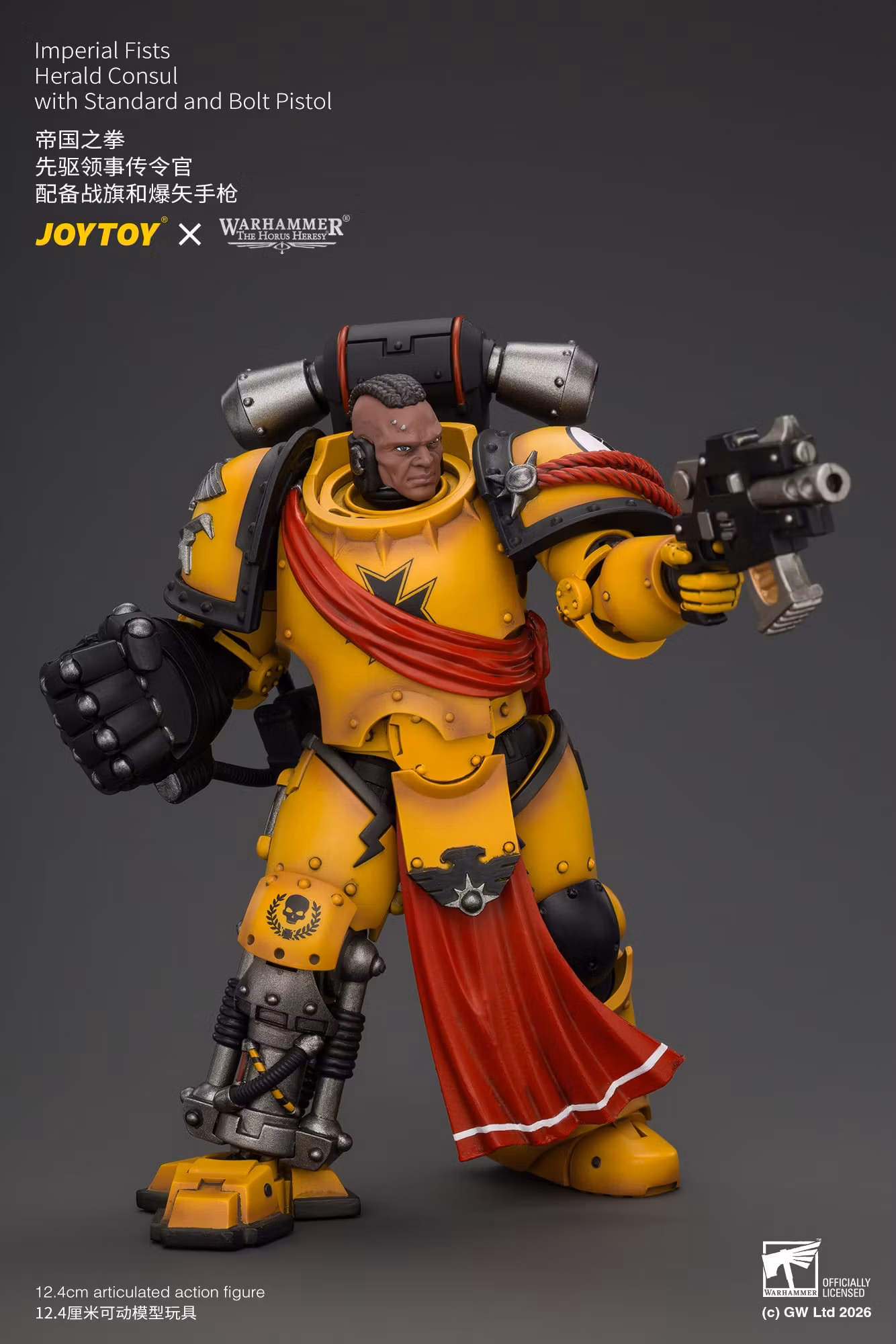 Warhammer: The Horus Heresy Imperial Fists Herald Consul with Standard and Bolt Pistol 1/18 Scale Action Figure