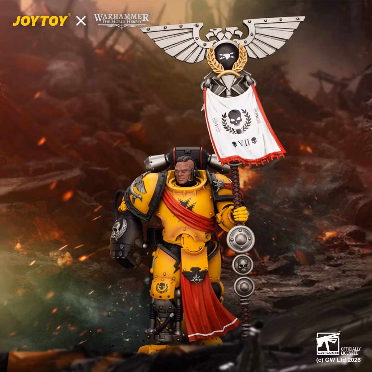 Warhammer: The Horus Heresy Imperial Fists Herald Consul with Standard and Bolt Pistol 1/18 Scale Action Figure