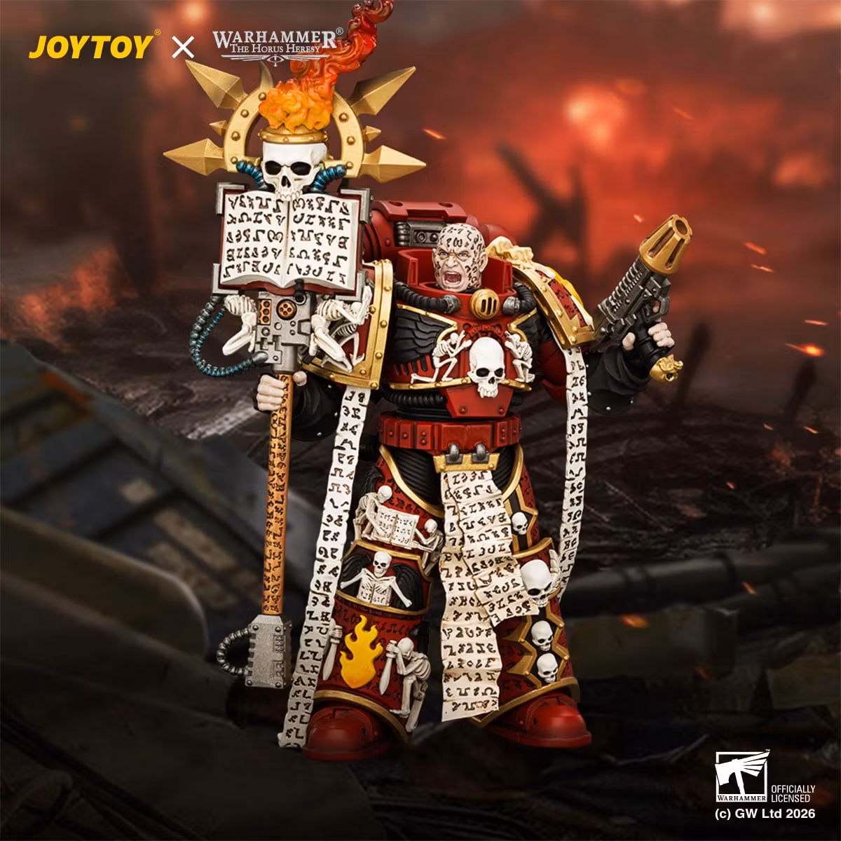 Warhammer: The Horus Heresy Word Bearers Erebus The Dark Apostle with Crux Malifica and Plasma Pistol 1/18 Scale Action Figure
