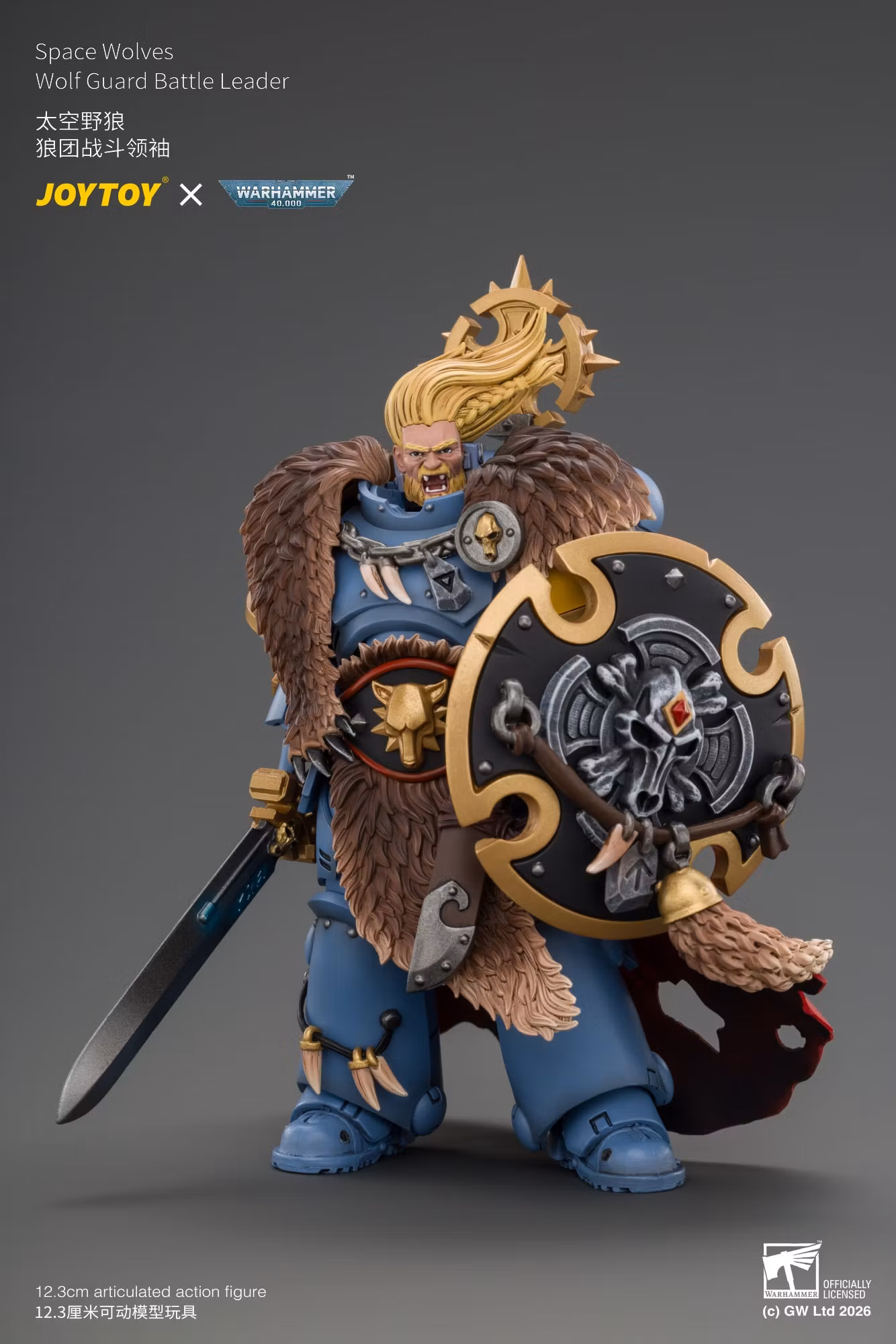 Warhammer 40,000: Space Marine 2 Space Wolves Wolf Guard Battle Leader (Game Edition) 1/18 Scale Action Figure