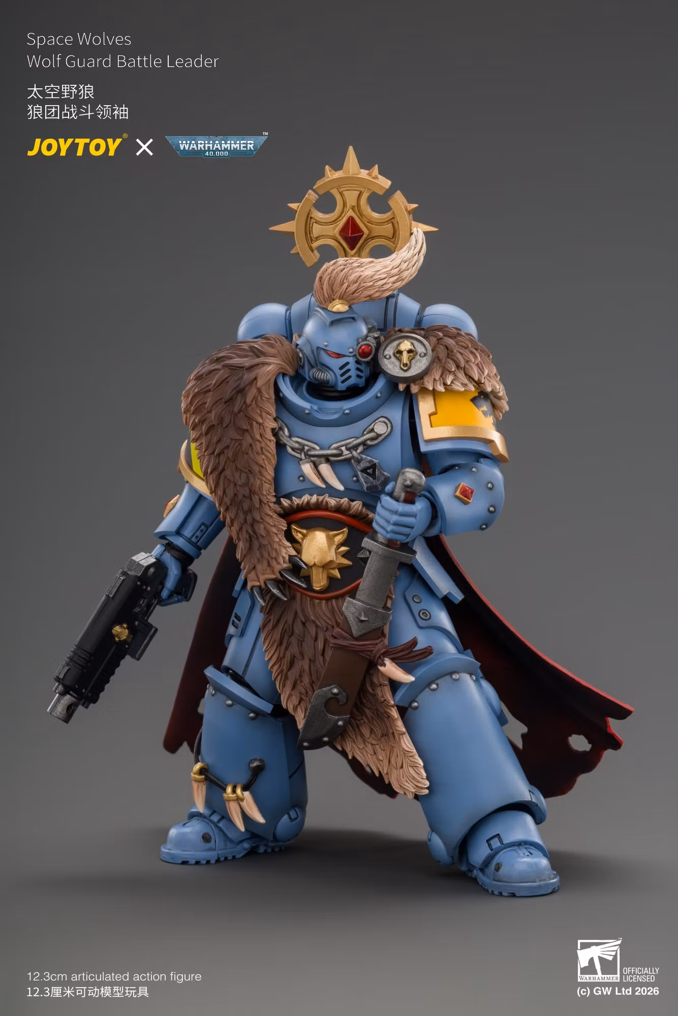 Warhammer 40,000: Space Marine 2 Space Wolves Wolf Guard Battle Leader (Game Edition) 1/18 Scale Action Figure