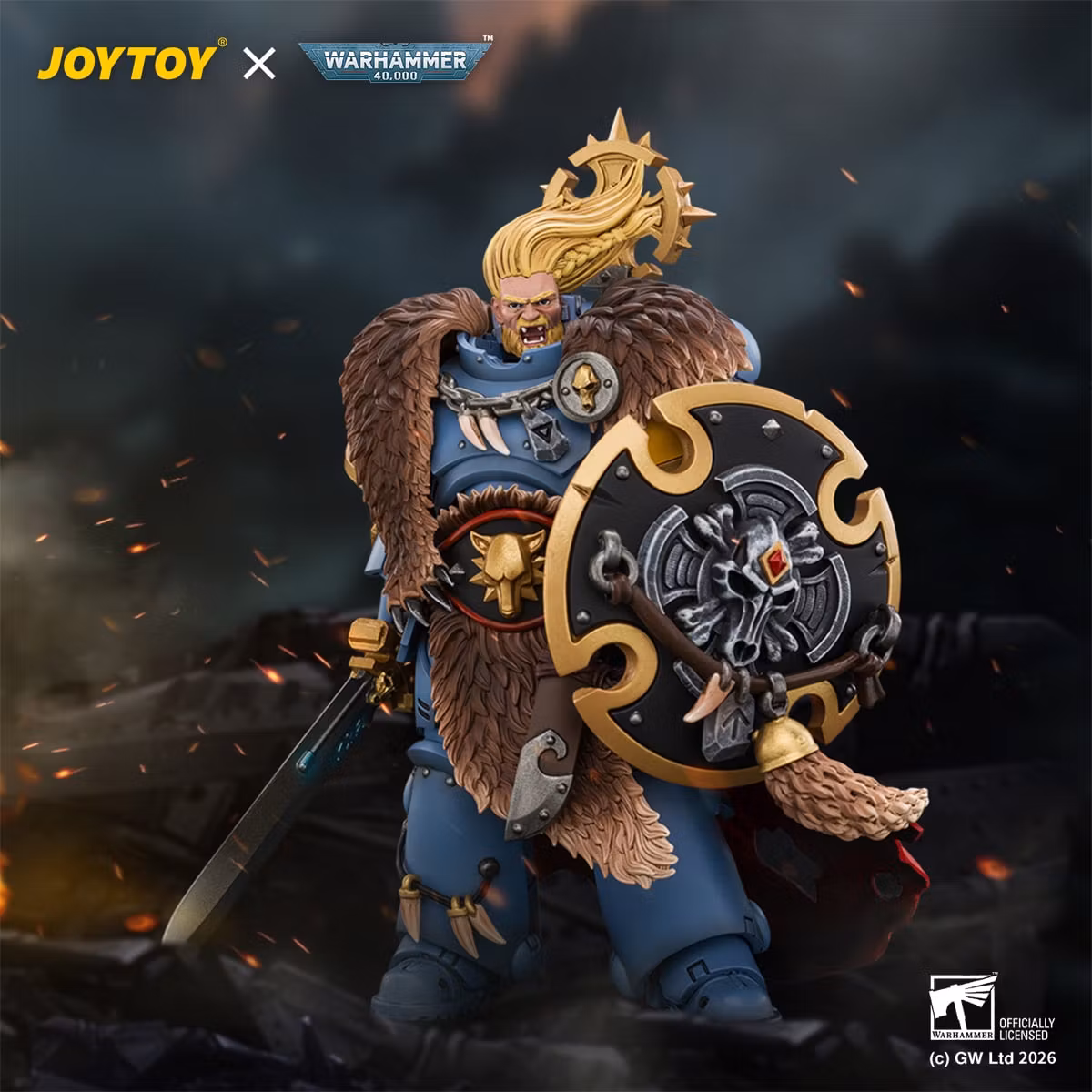 Warhammer 40,000: Space Marine 2 Space Wolves Wolf Guard Battle Leader (Game Edition) 1/18 Scale Action Figure