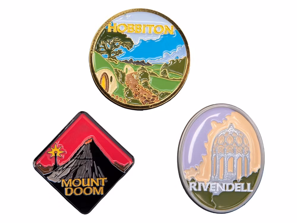 The Lord of the Rings Hobbiton, Rivendell, & Mount Doom Pin Set
