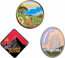 The Lord of the Rings Hobbiton, Rivendell, & Mount Doom Pin Set