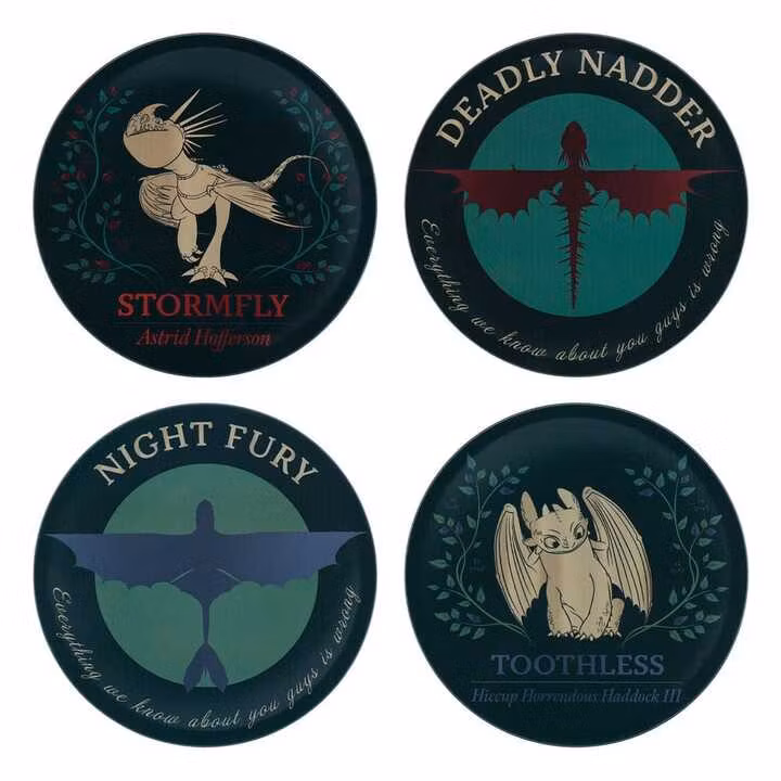 How to Train Your Dragon Coaster 4-Pack Dragon Printed Metal