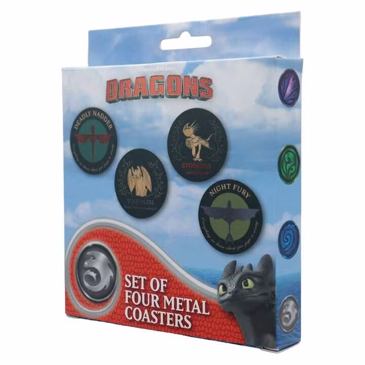 How to Train Your Dragon Coaster 4-Pack Dragon Printed Metal
