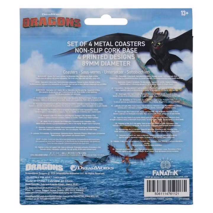 How to Train Your Dragon Coaster 4-Pack Dragon Printed Metal