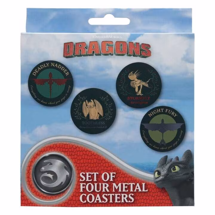 How to Train Your Dragon Coaster 4-Pack Dragon Printed Metal