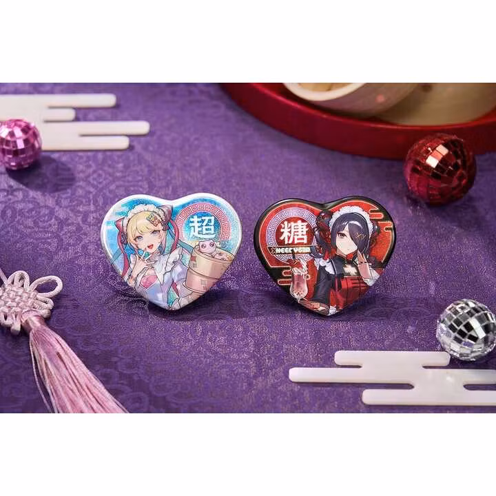 Needy Streamer Overload Needy Streamer Chinese Restaurant Series Heart-Shaped Pinback Button OMGkawaiiAngel