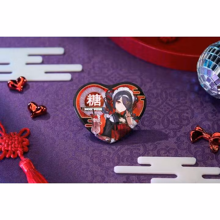 Needy Streamer Overload Needy Streamer Chinese Restaurant Series Heart-Shaped Pinback Button Ame