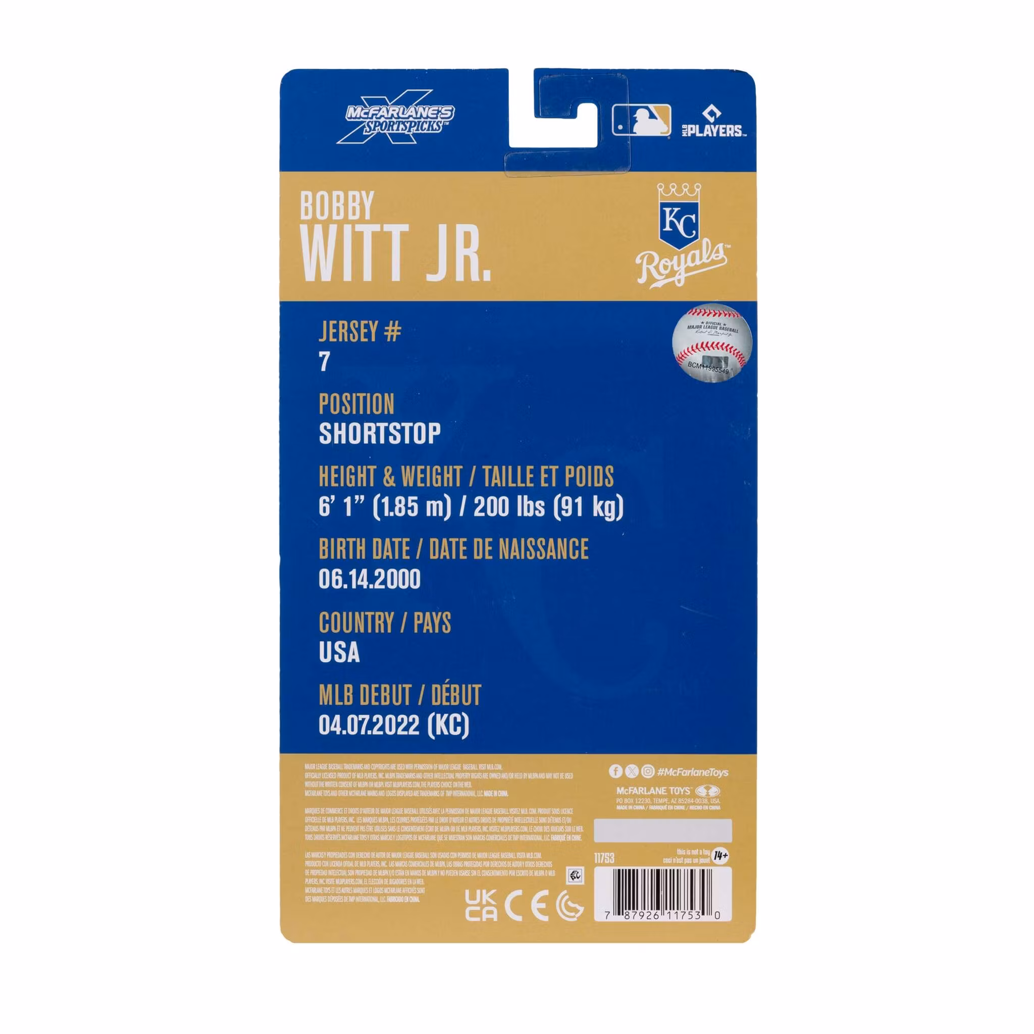 MLB SportsPicks Bobby Witt Jr. (Kansas City Royals) Action Figure