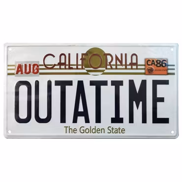 Back To The Future Metal Sign Outatime DeLorean License Plate