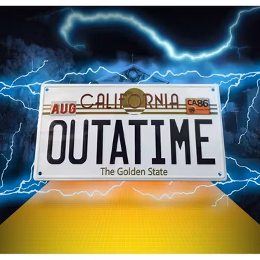 Back To The Future Metal Sign Outatime DeLorean License Plate