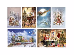 Adventskalender nostalgi " tomte vid skrivbord" A4