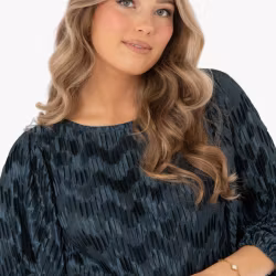 Capri Collection Jewel plisserad velvet blå blus