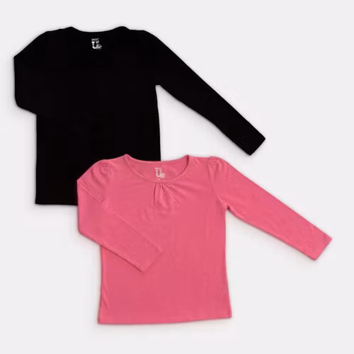 Långärmade t-shirts - Basic U - Storlek 122/128