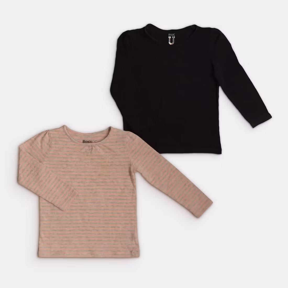 Långärmade t-shirts - Basic U - Storlek 92