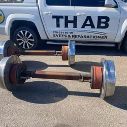 Rälshjul, axlar med broms (Max belastning/axel 10 000kg)
