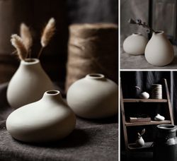 KÄLLA, beige låg keramikvas