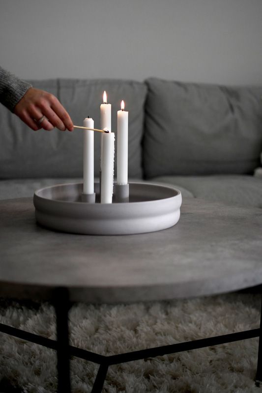 BOLMEN ljusstake, ljusgrå