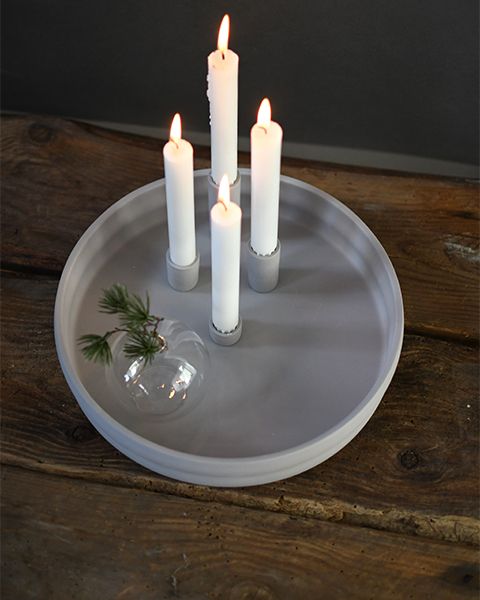 BOLMEN ljusstake, ljusgrå