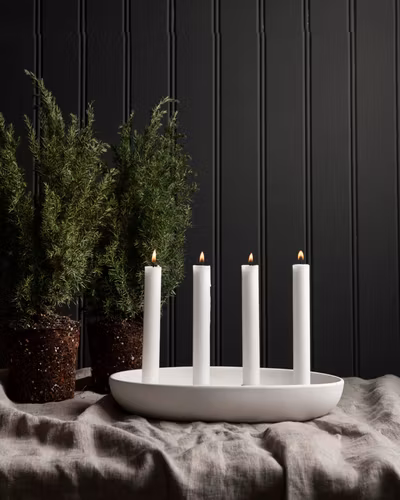 GRÖNDAL, vit ljusstake