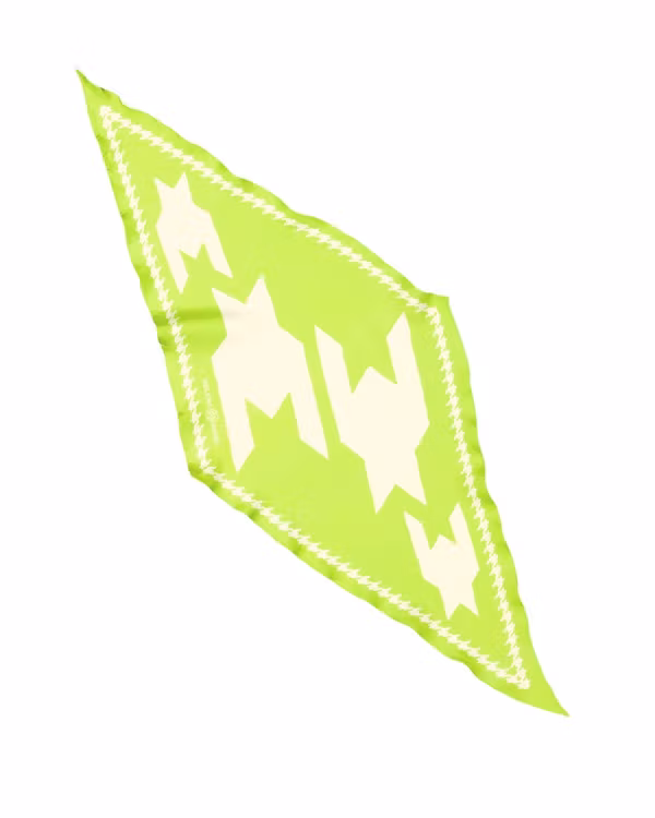 HELENA SAND Diamond shaped scarf  100% silk 100% light 100% attitude in Lime color