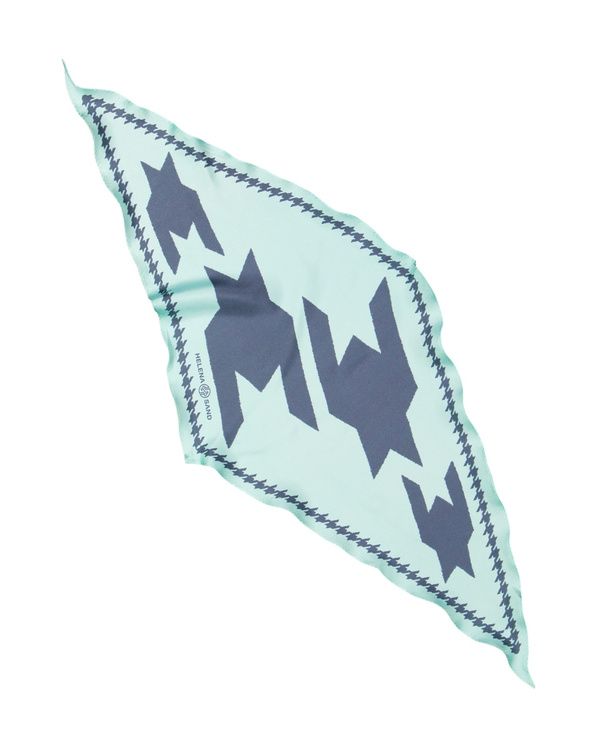 HELENA SAND Diamond shaped scarf  100% silk 100% light 100% attitude in aqua blue