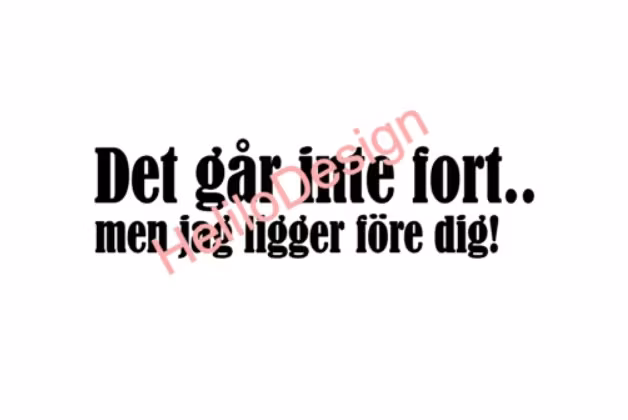 BILDEKAL, DET GÅR INTE FORT