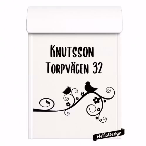 DEKAL TILL BREVLÅDA, FÅGLAR PÅ KVIST (20x20cm)