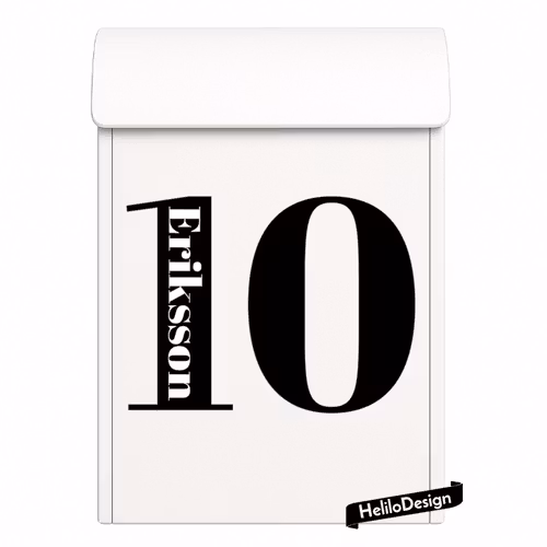 DEKAL TILL BREVLÅDA, EFTERNAMN I SIFFRA (15x20cm)