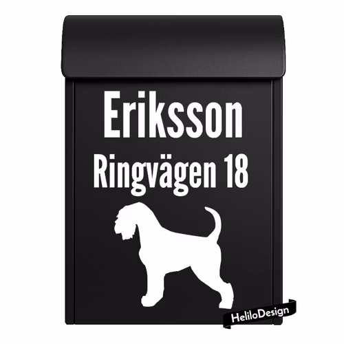 DEKAL TILL BREVLÅDA, VALFRI HUNDRAS (15x20cm)