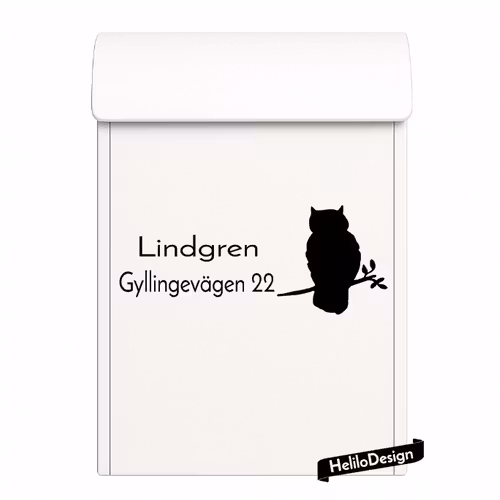 DEKAL TILL BREVLÅDA, UGGLA (10x25cm)