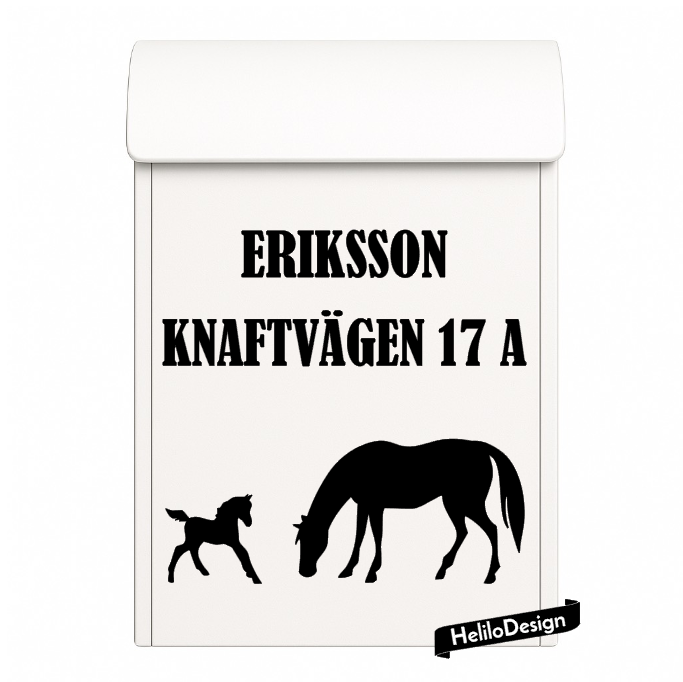 DEKAL TILL BREVLÅDA, HÄST MED FÖL (20x20cm)